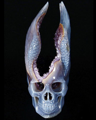 2015-06-11 - Spirit of Flight - Agate Amethyst Geode Carved Crystal Skull with Wings Sculpture