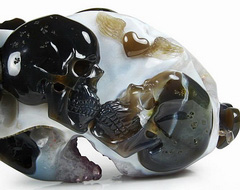 Amore - Agate Amethyst Geode Carved Crystal Skulls Sculpture