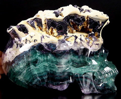 GORGEOUS! AWESOME! COLLECTION! HUGE 7.0" Fluorite Druse Carved Crystal Skull Sculpture