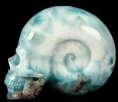 Gemstone 3.0" Larimar Carved Crystal Skull