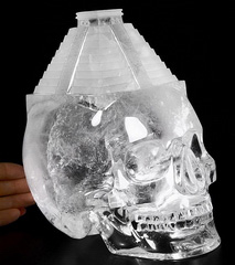 Lifesized 7.1" Quartz Rock Crystal Carved Mitchell-Hedges Crystal Skull Replica & Pyramid Sculpture
