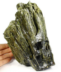 Huge 6.5" Tourmaline Carved Crystal Skull Sculpture
