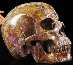 144.9LB RARE TITAN 18.1" Blue, Gold & Red Pietersit Carved Crystal Skull, Realistic