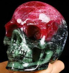Gemstone 3.1" Ruby Zoisite Carved Crystal Skull,Super Realistic, Crystal Healing