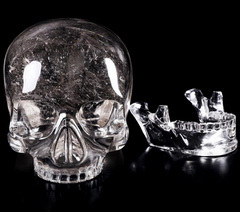 Giant 8.3" SMOKY Quartz Rock Crystal Carved Crystal MH Skull Replica, Detachable Skulls, Super Realistic, Crystal Healing