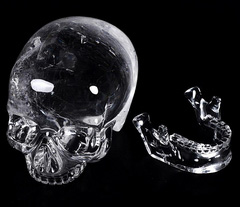Giant 8.1" Quartz Rock Crystal Carved Crystal MH Skull Replica, Detachable Skulls, Realistic, Crystal Healing