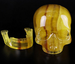 GIANT 8.4" ORANGE Fluorite Carved Crystal Mitchell-Hedges Crystal Skull Replica, Detachable Skulls, Crystal Healing