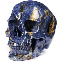 Huge Gemstone 5.1" Sapphire Corundum Carved Crystal Skull,Super Realistic, Crystal Healing