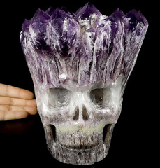 Rare 8.4" Amethys Druse Carved Crystal Skull, Realistic, Crystal Healing