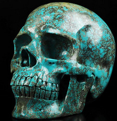 Gemstone Huge 5.5" Turquoise Carved Crystal Skull,Super Realistic, Crystal Healing