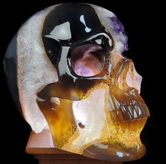 AWESOME 9.8" Agate Amethyst Geode Carved Crystal Skull,Super Realistic, Crystal Healing
