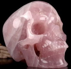 31.8LB Titan 11.0" Rose Quartz Carved Crystal Skull,Super Realistic, Crystal Healing