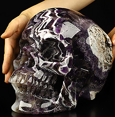 Titan 30.7LB 11.4" Dream Chevron Amethyst Carved Crystal Skull,Super Realistic, Crystal Healing