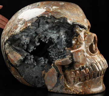 93.8LB Titan 17.3" Dinosaur Egg Agate Geode Carved Crystal Skull,Super Realistic, Crystal Healing