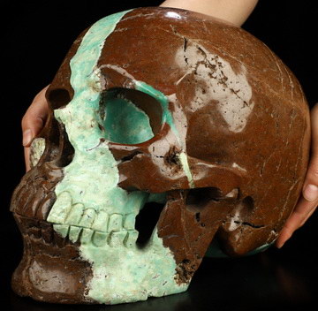 Titan 41.4LB 12.1" Chrysoprase Matrix Hand Carved Crystal Skull, Crystal Healing