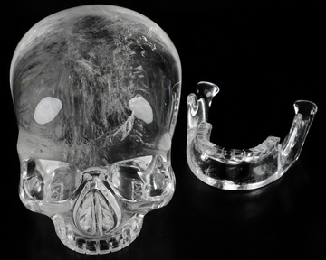 8.1" Quartz Rock Crystal Carved Crystal MH Skull Replica, Detachable Skulls, Crystal Healing