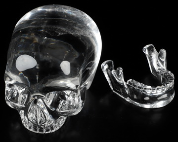 8.0" Quartz Rock Crystal Carved Crystal MH Skull Replica, Detachable Skulls, Crystal Healing