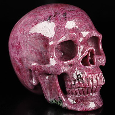 4.1" Ruby Hand Carved Crystal Skull, Super Realistic, Crystal Healing