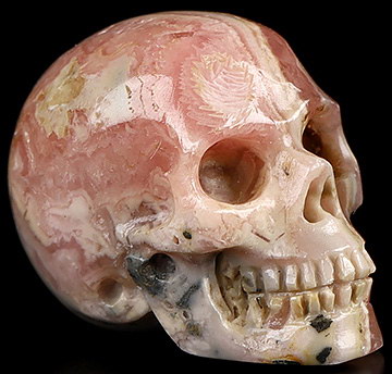 0.8" Rhodochrosite Hand Carved Crystal Skull, Realistic, Crystal Healing