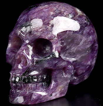 Gemstone 1.2" Russian Charoite Hand Carved Crystal Skull, Realistic, Crystal Healing