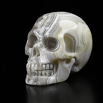 1.3" Crazy Lace Agate Carved Crystal Skull,Realistic, Crystal Healing