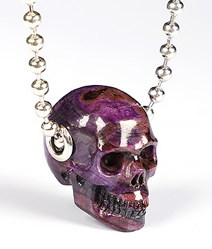 Top Quality Gemstone 0.9" Sugilite Carved Crystal Skull Necklace, Skull Pendant, Crystal Healing