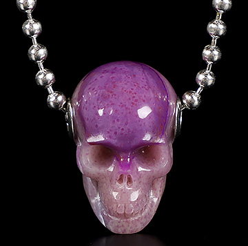 Gemstone 0.9" Sugilite Carved Crystal Skull Necklace, Skull Pendant, Crystal Healing