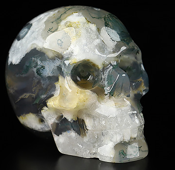 1.2" Green Moss Agate Carved Crystal Skull,Realistic, Crystal Healing