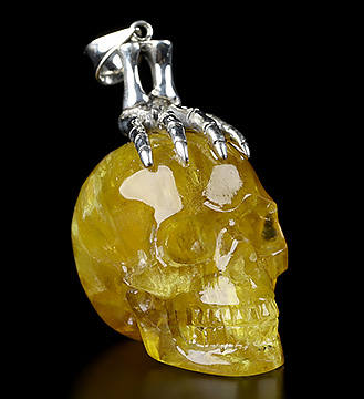 1.1" Orange Fluorite Carved Crystal Skull, Crystal Healing