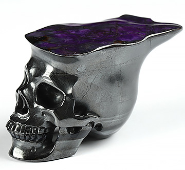 1.6" Sugilite Carved Crystal Skull earring, Realistic