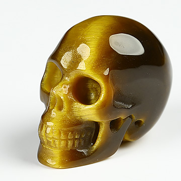 0.9" Gold Tiger's Eye Carved Crystal Skull,Realistic, Crystal Healing